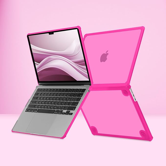 MOSISO Compatible with MacBook Air 13 inch Case M5 2026 M4 2025 M3 M2 2024-2022 A3449 A3240 A3113 A2681,3 in 1 Kit Crack-Resistant Heavy Duty Protective Plastic Hard Case with TPU Bumper, Bright Rose
