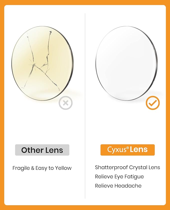 Cyxus Blue Light Glasses Men Women Reduce Eye Strain UV Blocking for Office Work Computer Screen 8082