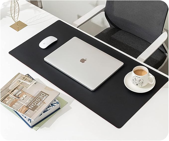 Dual Sided PU Leather Desk Pad, Mouse Pad, Office Desk Mat, Non-Slip Laptop Desk Pad, Waterproof Desk Writing Pad for Office and Home (23.6" x 11.8", Black)
