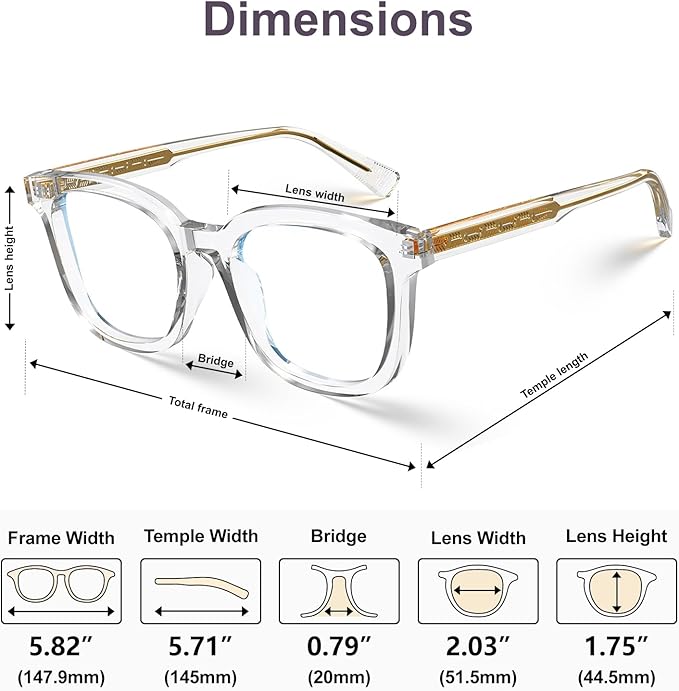 VISOONE Square Blue Light Blocking Glasses TR90 Anti Glare Computer Gaming for Women Men NOE