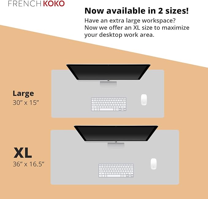 French KOKO Large Mouse Pad Desk Mat 15" x 30" – Extended Floral Desk Protector for Keyboard & Mouse – Non-Slip Waterproof Cute Office Pad Aesthetic Workstation Mat