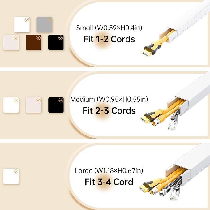 Delamu Cord Hider, Cord Covers for Wires on Wall, One-Cord Cable Hider, Self-Adhesive Wire Hiders Wire Covers for TV Cords on Wall, Easy Mount Cable Cover Management Kit, 6X W0.59 H0.4in, White - Image 9