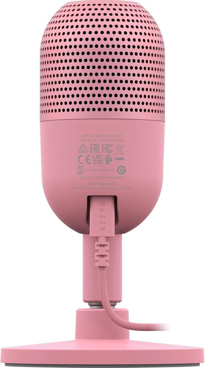 Razer Seiren V3 Mini USB Microphone: Condenser Mic - Supercardioid Pickup Pattern - Tap-to-Mute Sensor with LED Indicator - Shock Absorber - Ultra Compact - PC, Discord, OBS Studio, XSplit - Quartz