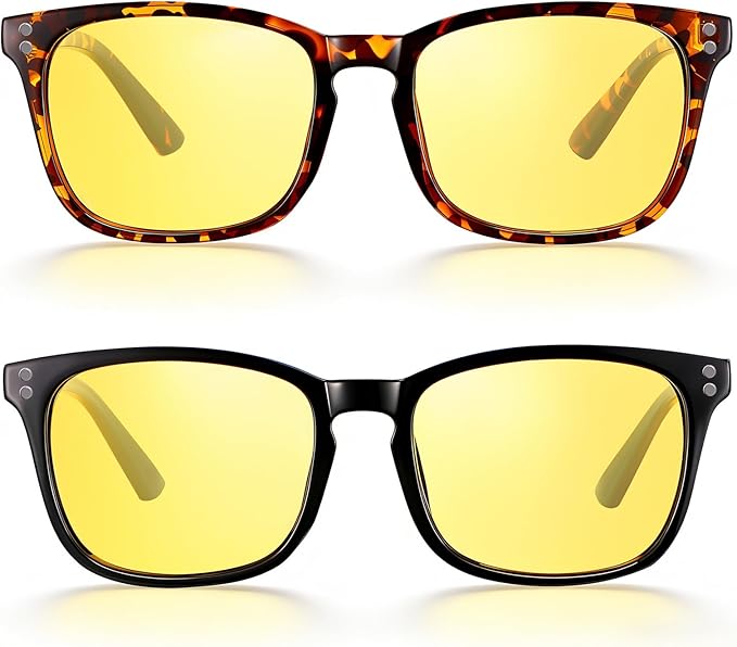 Polarized Sunglasses for Women Men, Night Driving Glasses Anti Glare Yellow Lens UV 400 for Day Night Use