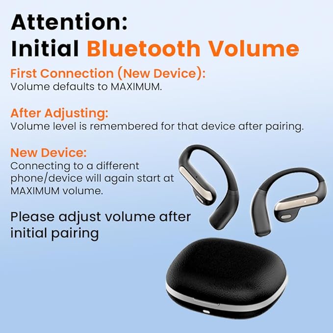 Open Ear Bluetooth 5.3 Earbuds, Wireless Headphones Sport Over Earphones Built-in Mic with Ear Hooks, 58H Playtime Ear Buds Fast Charging, IPX7 Waterproof for Running/Workout-Black
