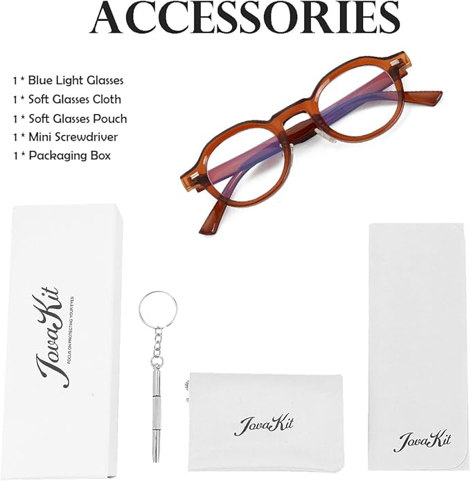 JOVAKIT Trendy Round Blue Light Blocking Glasses for Women Men Retro Vintage Circle Style Non-prescription Computer Glasses