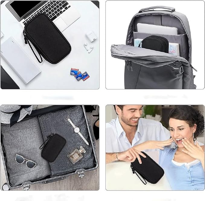 Yiasangly Electronic Organizer Bag, Waterproof Portable Travel Cable Storage Bag, Multifunctional Cord Storage Case for USB Drive, Dard Drive, Power Bank, Charger, Mouse, USB Cable, Headphones - Black