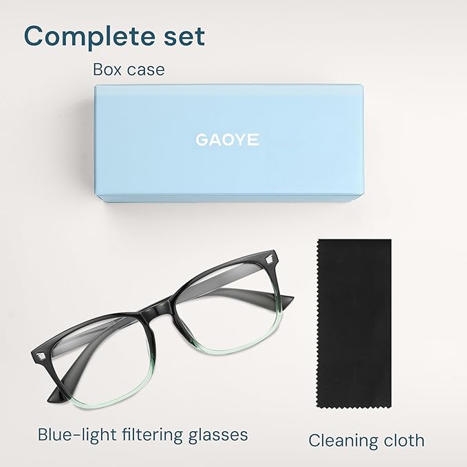 Gaoye Blue Light Glasses for Computer & Gaming - Anti UV Ray Lenses, Scratch-Resistant & Comfort Fit