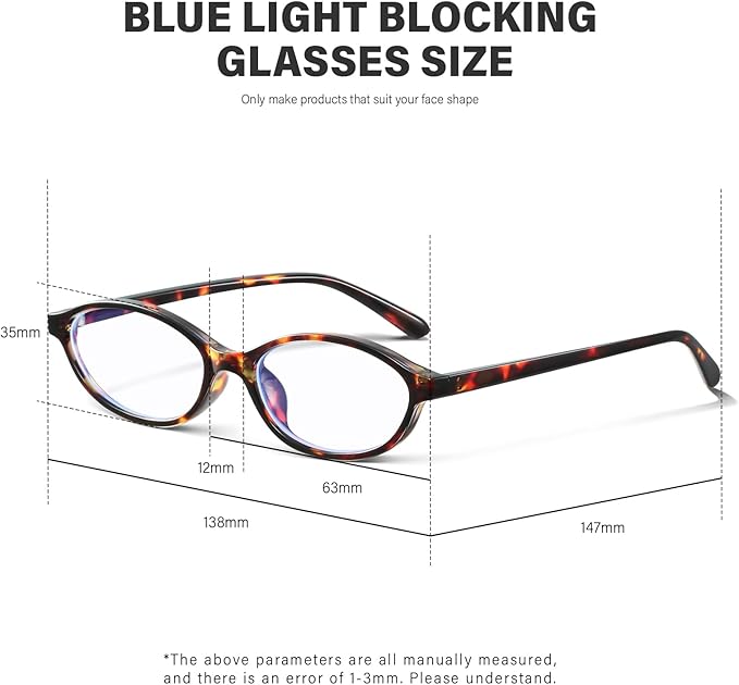 KUGUAOK Retro Oval Blue Light Blocking Glasses for Women 90s Small Cat Eye Eyeglasses Frame TV Bluelight Glasses