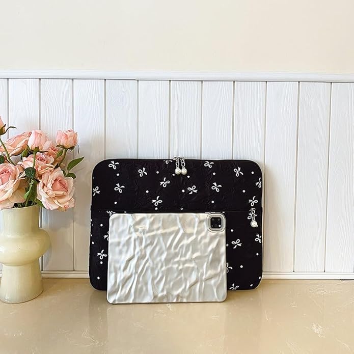 Coquette Laptop Sleeve, Slim 13-16 Inch Cute Laptop Case, Aesthetic Computer Bag with Bow-Dot Print for Mac