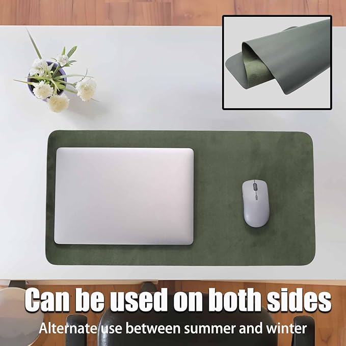 24" x 12" PU Leather Keyboard Pad Desk Protector Mat for Vanity Makeup Laptop Keyboard Mouse, Dark Green