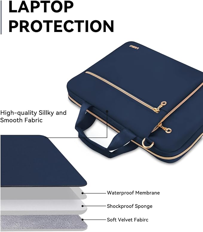 Laptop Case Bag Women Men Computer Sleeve Compatible with MacBook/Dell/HP/Acer/ASUS/LG, Waterproof Shoulder Carrying Briefcase, Blue, 15.6-16 Inch
