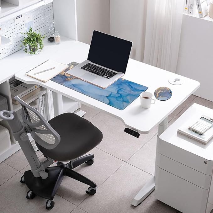 Mouse Pad Large Desk Mats on Top of Desks Pad 24x12 inch Gaming Mousepad Blue Marble Long Extended Desk Protector Mat Big Laptop Mat for Wireless Mouse Non Slip Work Computer