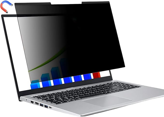 15.6-inch magnetic privacy screen, suitable for laptops with a 16:9 detachable anti-glare filter, reduces blue light/compatible with HP, Dell, Acer, Asus, Samsung, Lenovo and other laptops.