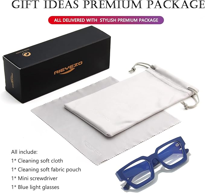 AIEYEZO Square Thick Frame Glasses for Women Men Fashion Blue Light Glasses Trendy Chic Computer Eyeglasses