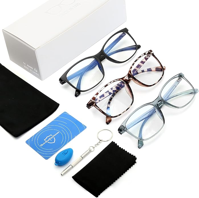 Oilway Blue-Light Blocking Glasses for Women Men - 3Pack Computer Reading/Gaming/TV/Phones Glasses Anti Eyestrain