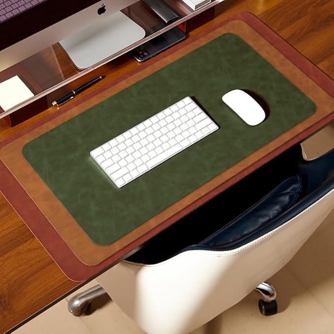 Distressed Leather Desk Mat - Non-Slip PU Desk Pad for Office and Home - Desk Organization and Accessories - Ideal for Large Mouse Pad and Desk Mats on Top of Desks(Charcoal Black,36"x 17")