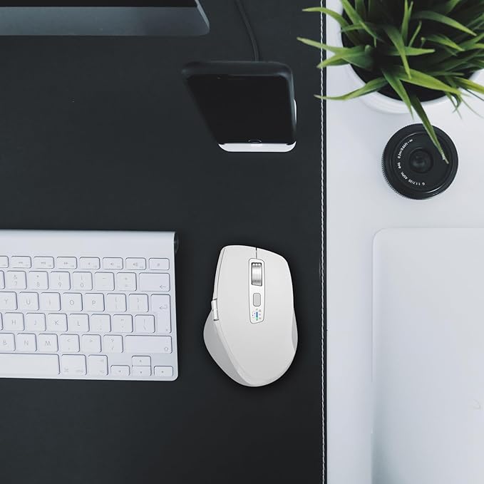 Wireless Side Scroll Mouse with Multi-Device, Ergonomic Computer Mice with Smart Flying Scroll, Quiet Click, 4-Level DPI for Computer, Laptop, iPad, Tablet, MacBook(White)