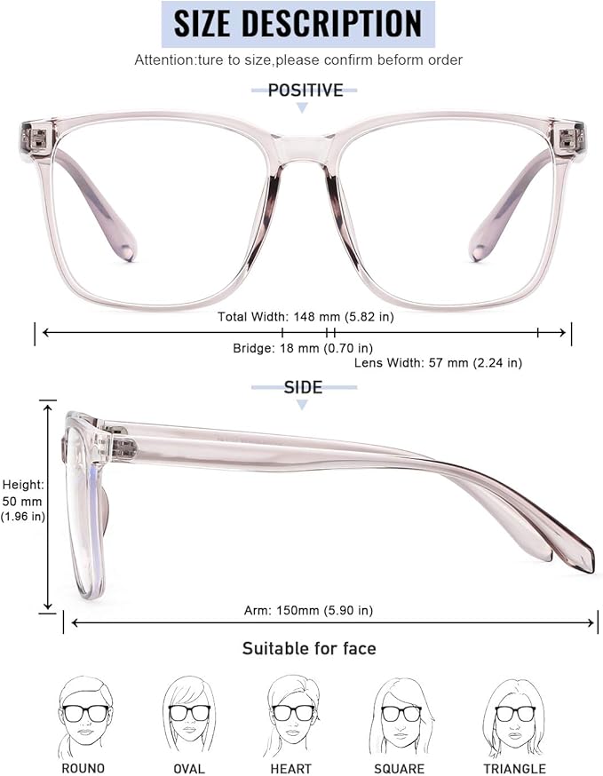 TEAPLMTT Blue Light Blocking Glasses Oversized Square Computer Glasses Anti Blue Light for Women Men
