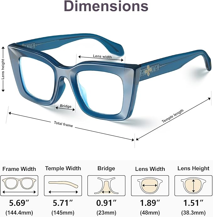 VISOONE Cat Eye Blue Light Blocking Glasses TR90 Anti-glare Women Calida