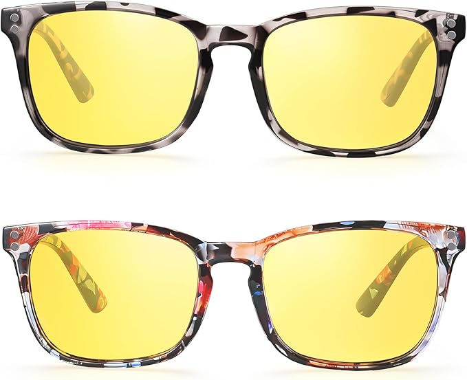 Polarized Sunglasses for Women Men, Night Driving Glasses Anti Glare Yellow Lens UV 400 for Day Night Use