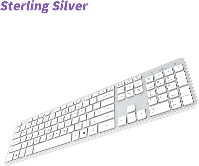 Slim Wireless Keyboard for Mac and Windows, Ultra Quiet Low-Profile Flat Key Board with Full-Size Keys, 2.4GHz Wire Less for PC, Mac, Windows 11/10/8/7 (Silver-1)