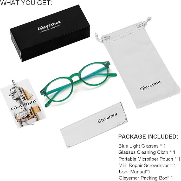 Gleyemor Blue Light Glasses for Men Women, Vintage Round Frame Computer Eyeglasses
