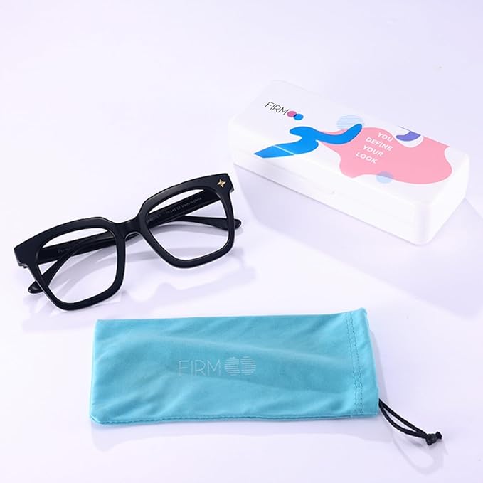 Firmoo Oversized Blue Light Glasses for Women Men Large Frame Anti Eyestrain & UV Protection Computer Gaming Blue Blocker Eyeglasses(Pattern)