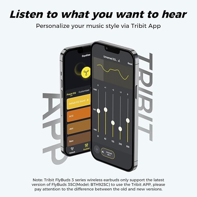 Tribit Wireless Earbuds, 110H Playtime Bluetooth 5.3 IPX8 Waterproof Call Noise Reduction Bluetooth Earbuds Headphones with Mic Earphone in-Ear Wireless Earphones, Flybuds 3 White