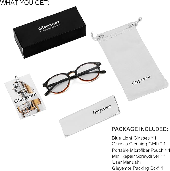 Gleyemor Blue Light Glasses for Men Women, Vintage Round Frame Computer Eyeglasses