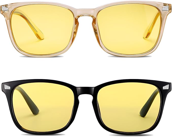 Polarized Sunglasses for Women Men, Night Driving Glasses Anti Glare Yellow Lens UV 400 for Day Night Use
