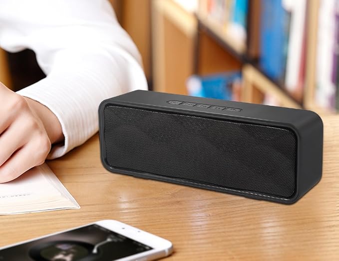Wireless Bluetooth Speaker with AUX/USB/TF Card Slot,Outdoor Portable Stereo Speaker with HD Audio,Enhanced Bass, Dual-Driver,Handsfree Calling, FM Radio Speaker for Travel,Party (Black)