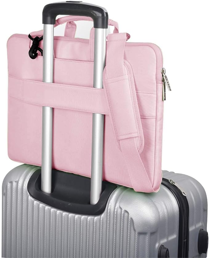 Hseok 17.3 Inch Laptop Shoulder Bag, Water-Resistant & Shockproof Protective Computer Case Compatible with 17.3 inch Dell Asus HP Lenovo Acer MSI Notebooks,Pink