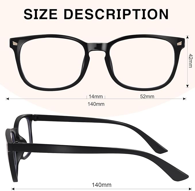 Blue Light Glasses for Woman Men | 99% Blue Light Blocking Glasses | Computer Glassess | Gaming | TV Phone Screen Reader Square Frame | Anti Eyestrain & UV Glare,4 Pack
