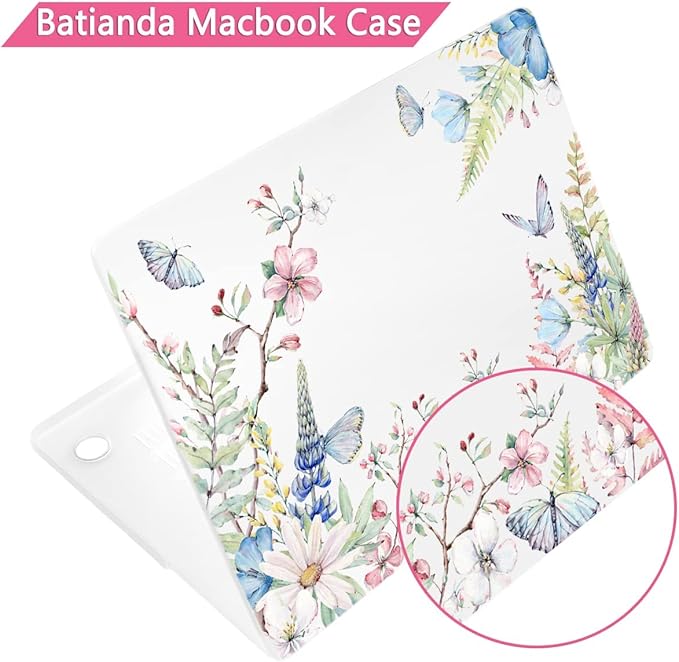 Batianda for MacBook Pro 14 Inch Case 2026-2021 Release M5 M4 M3 M2 M1 Pro/Max, 1.2mm Slim Graphic Hard Shell Cover with Keyboard Cover, Screen Protector 4-in-1 Bundle, Elegant Flowers