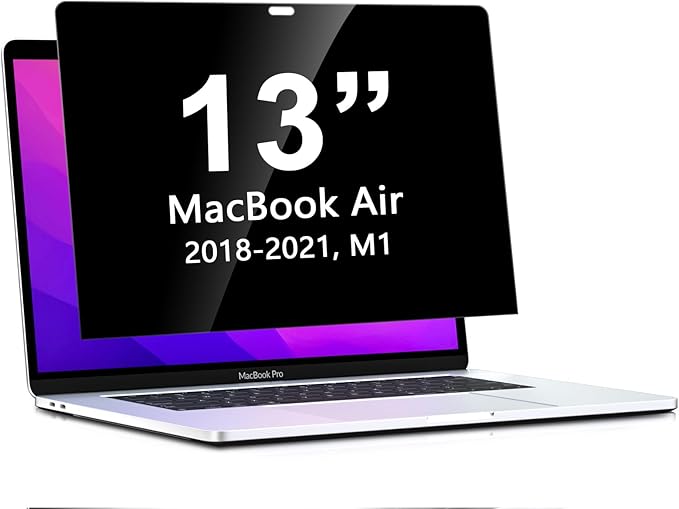 PYS 4 Way 360 Degree Macbook Air Privacy Screen for MacBook Air 13 Inch (2018-2021, M1),4 Directions Horizontal and Vertical All Around Anti Spy macbook privacy Film,Anti-Glare Protector