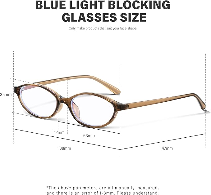 KUGUAOK Retro Oval Blue Light Blocking Glasses for Women 90s Small Cat Eye Eyeglasses Frame TV Bluelight Glasses