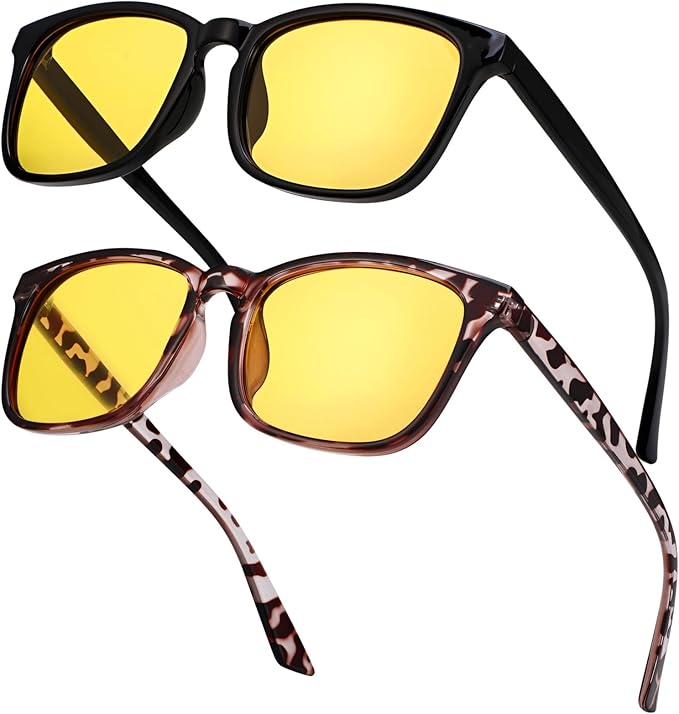 Polarized Sunglasses for Women Men, Night Driving Glasses Anti Glare Yellow Lens UV 400 for Day Night Use