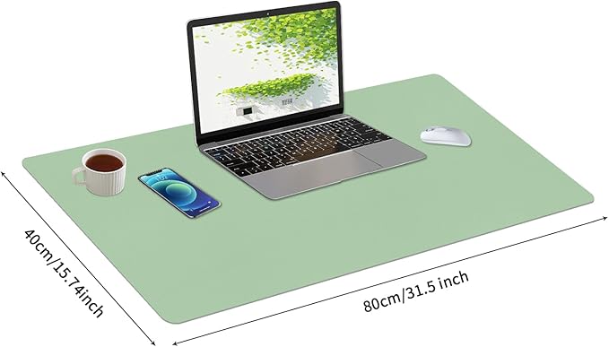 Green Desk Mat, 31.5"×15.7" Desk Matt for Desktop, Waterproof Keyboard Pad, Computer Mats for Desktop, Large Mouse Pad, Non-Slip Computer Mat for Office Home - Lake Green