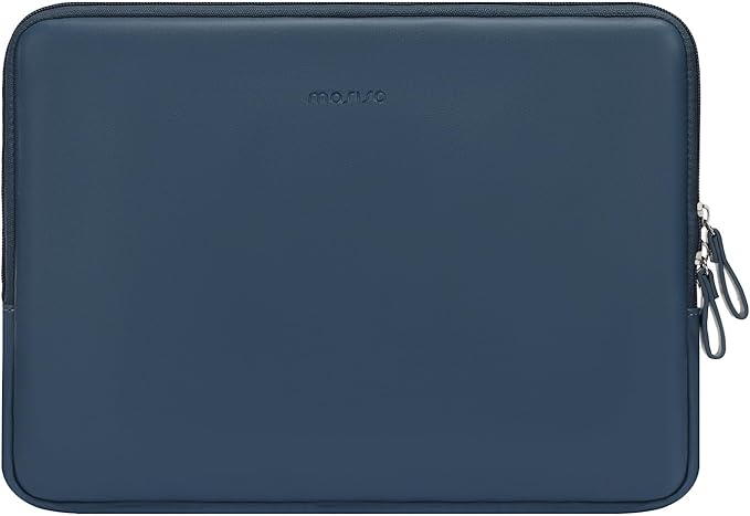 MOSISO Laptop Sleeve Bag 13 inch Compatible with MacBook Air 13.6 inch 2025-2022 M4 M3 M2/Air 13 inch 2022-2018 M1/Pro 13 2025-2016 M2 M1, PU Leather Padded Bag Waterproof Case, Peacock Blue
