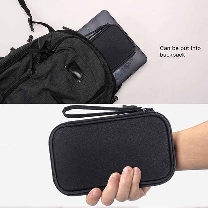 Electronic Organizer Case, Travel Cable Organizer Pouch Electronic Accessories Carry Case Water Resistant Organizer Pouch Bag for Cable, Cord, Charger, Phone, Power Bank, Earphone (Black)