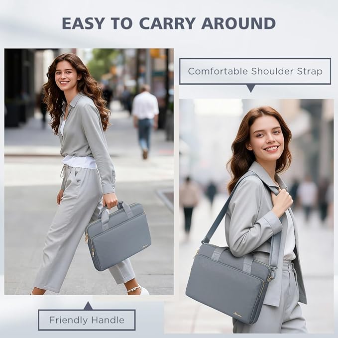 KIZUNA Laptop Sleeve Case 13 Inch Computer Shoulder Bag for 13.6" MacBook Air M2/MacBook Pro 14 M3 M2 M1 MAX/14 Lenovo ThinkPad X1 Carbon/IdeaPad Flex 5 Gen 8/IdeaPad Flex 5i/Yoga 9i Dell,Grey