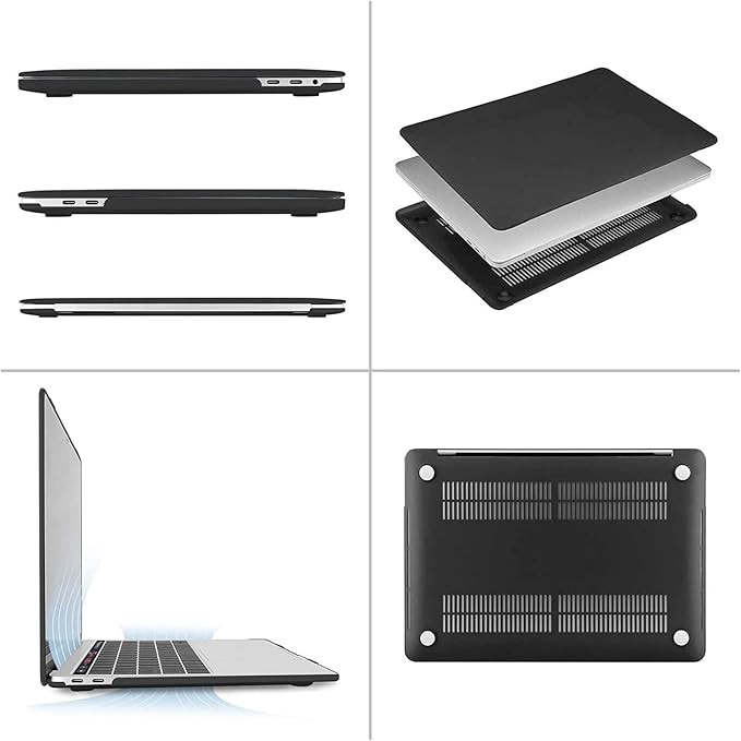 MOSISO Compatible with MacBook Pro 13 inch Case M2 2026, 2025, 2024-2016 A2338 M1 A2251 A2289 A2159 A1989 A1708 A1706, Plastic Hard Case&Bag&Keyboard Skin&Webcam Cover&Screen Protector, Black