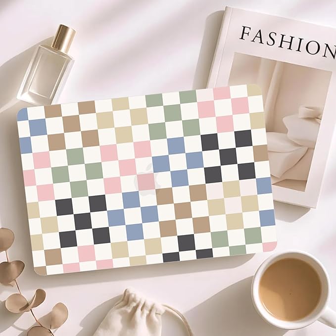G JGOO Compatible with MacBook Air 13 inch Case 2026 2025-2022 M5 A3449 M4 A3240 M3 A3113 M2 A2681, Hard Shell for MacBook Air 13.6 inch Case + Keyboard Cover + Screen Protector, Colorful Checkered