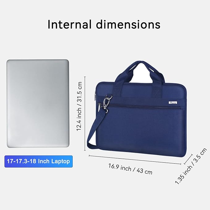 Voova Laptop Bag 17 17.3 Inch, 360° Protective Laptop Case Sleeve with Shoulder Strap Compatible with 17-18 Inch Lenovo Asus Acer Dell Hp, Waterproof Computer Bag Slim Briefcase for Men Women, Blue