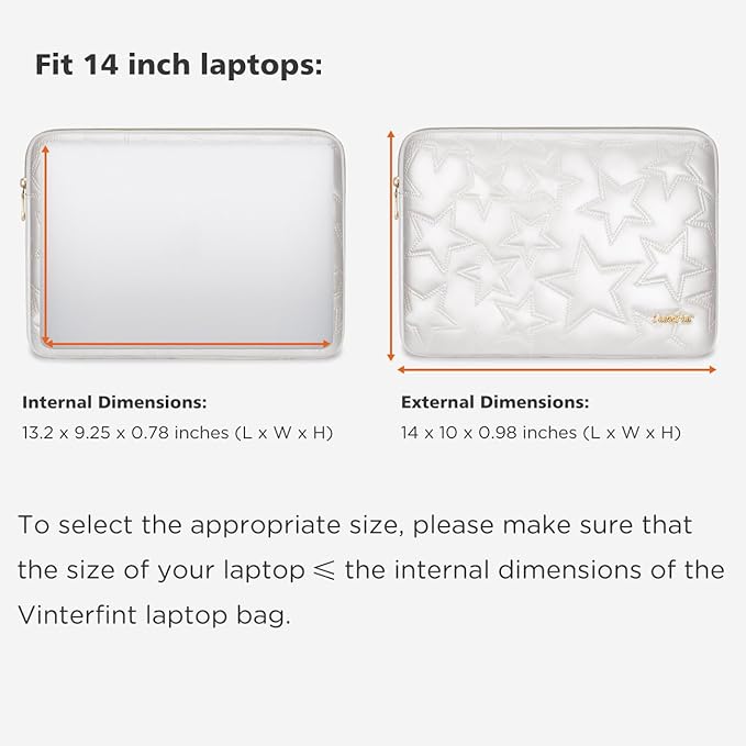 14 inch Laptop Sleeve Case for 14" MacBook Pro M5 M4 Max, Surface Laptop Studio 2, ThinkPad E14 Gen 6, IdeaPad 3i, 14.5" XPS 14, Inspiron 14, 14" Yoga Pro 7, HP Laptop Bag Cover, Off-White
