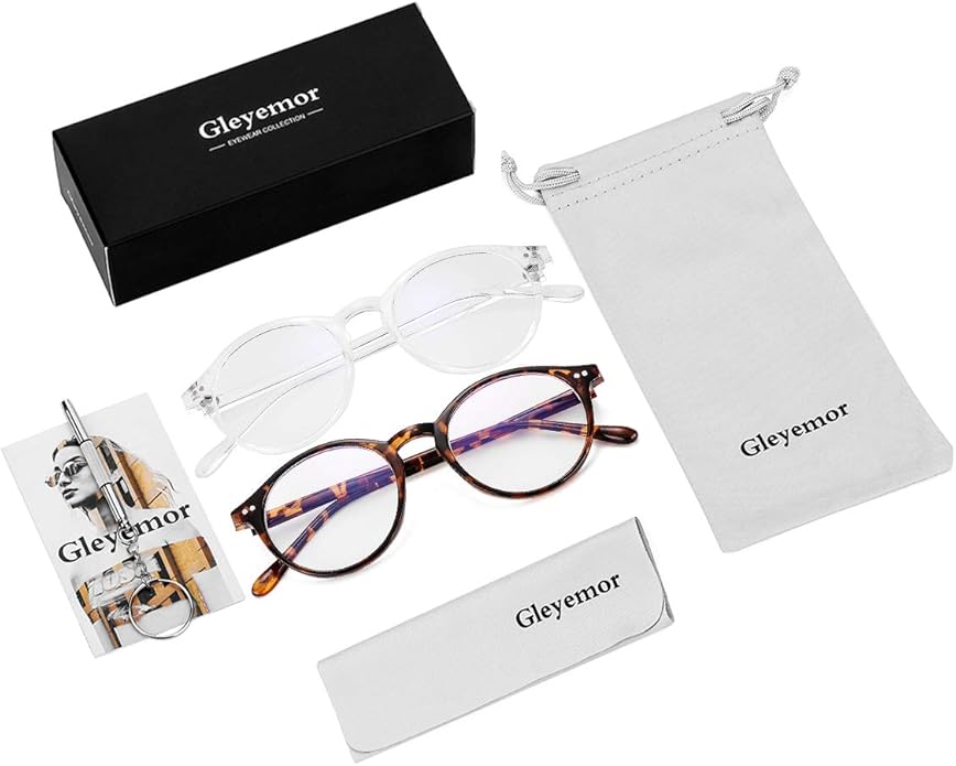 Gleyemor Blue Light Glasses for Men Women, Vintage Round Frame Computer Eyeglasses