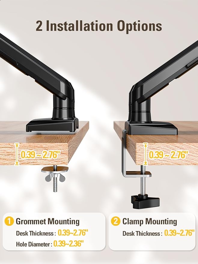 Dual Monitor Stand for 13-32 Inch Computer Screens, Dual Monitor Arms, Each Arm Holds 4.4-22lbs, Fully Adjustable Monitors Desk Mount with C-Clamp and Grommet Base, VESA 75x75/100x100mm