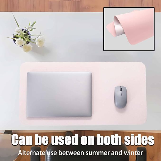 24" x 12" PU Leather Keyboard Pad Desk Protector Mat for Vanity Makeup Laptop Keyboard Mouse, Pink