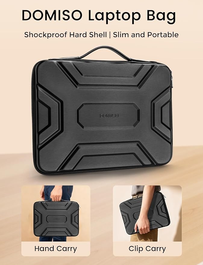 DOMISO 13 inch Laptop Sleeve with Handle, Shockproof & Waterproof EVA Protective Laptop case, Laptop Sleeves for 13-13.3-inch Laptops / 13.3-inch HP, Dell, ASUS, Lenovo Laptops, Black